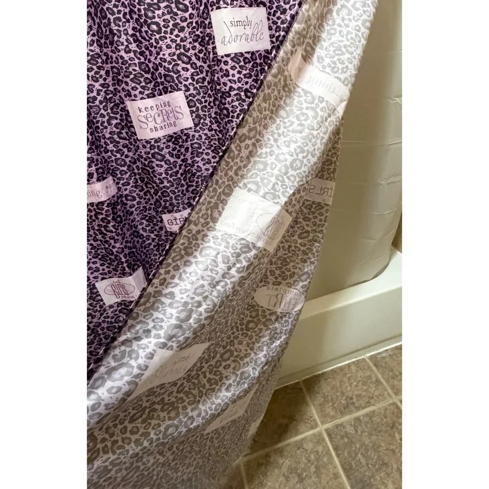 Unbranded Purple Leopard Print & Girls Theme Shower Curtain 100% Polyester 6 Ft.